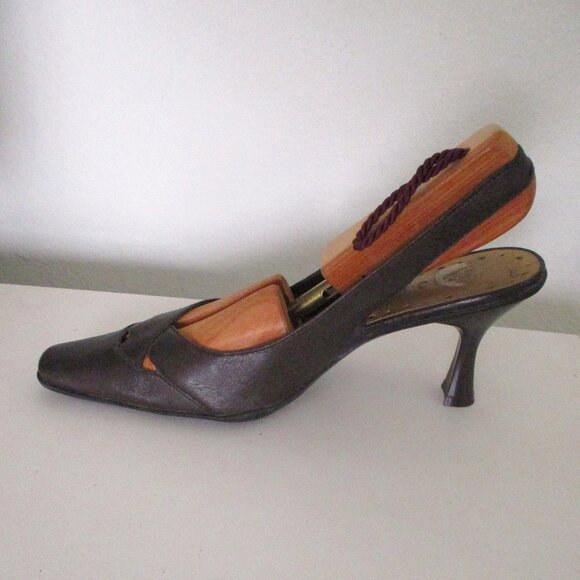 BCBGirls "Syndeez" Womens Brown Leather Slingback 3" Heel - Size 6M - Picture 4 of 8